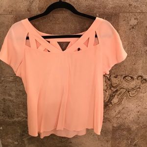 Coral blouse from Anthropologie